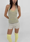Milky She Striped Halter Sleeveless