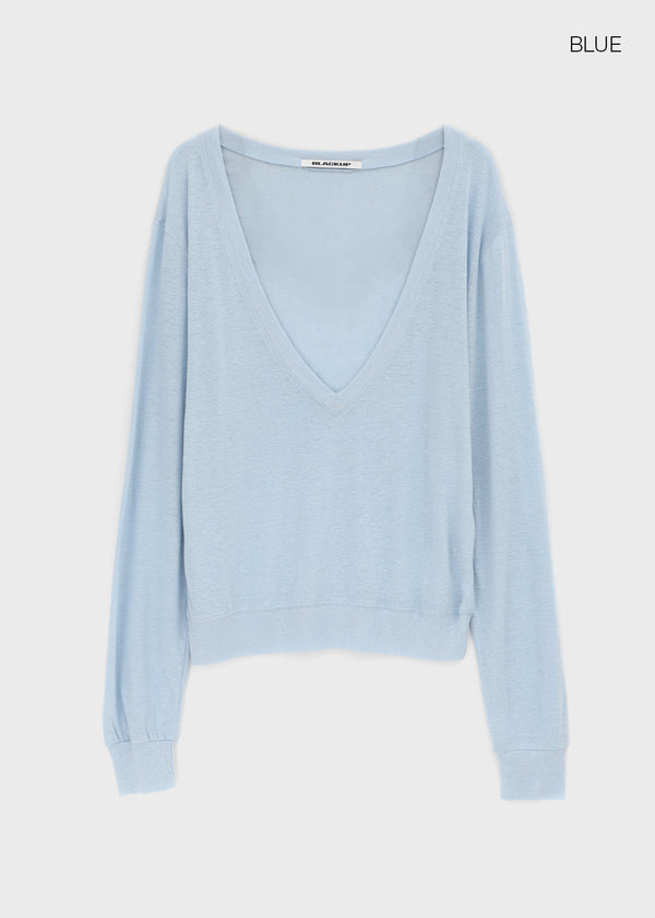 [MADE] Roslyn Deep V-Neck Summer Long Sleeve Top (Linen 55%)