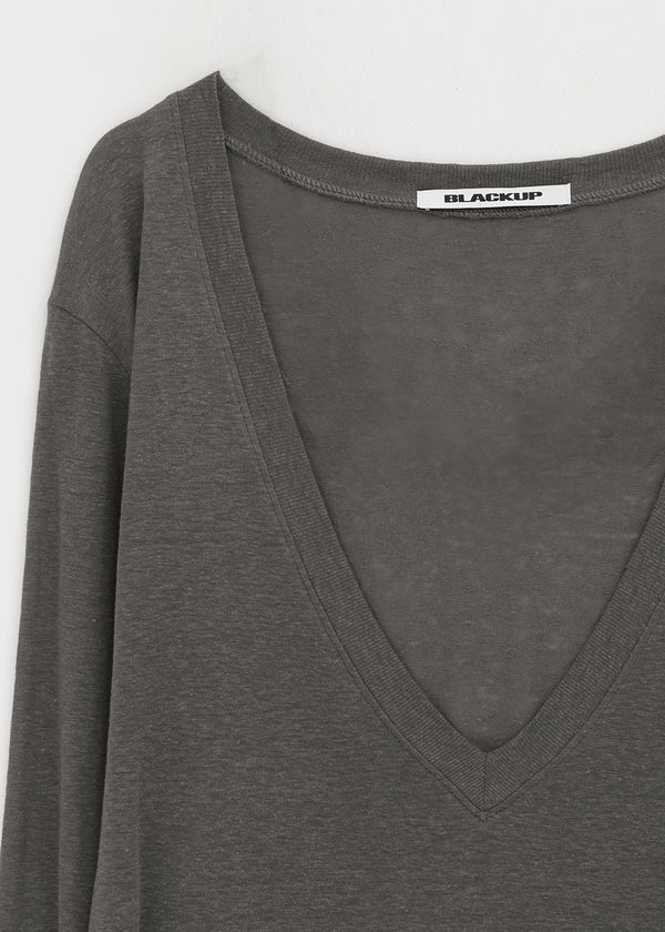 [MADE] Roslyn Deep V-Neck Summer Long Sleeve Top (Linen 55%)