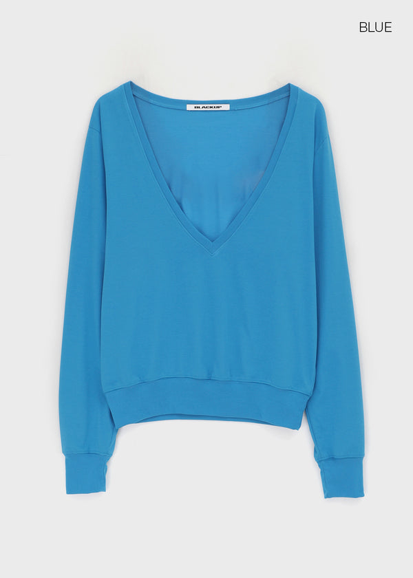 [MADE] Ronis Deep V-neck Summer Cotton Long Sleeve Tee