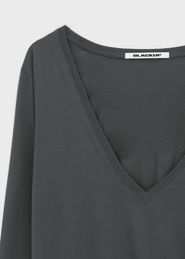 [MADE] Ronis Deep V-neck Summer Cotton Long Sleeve Tee