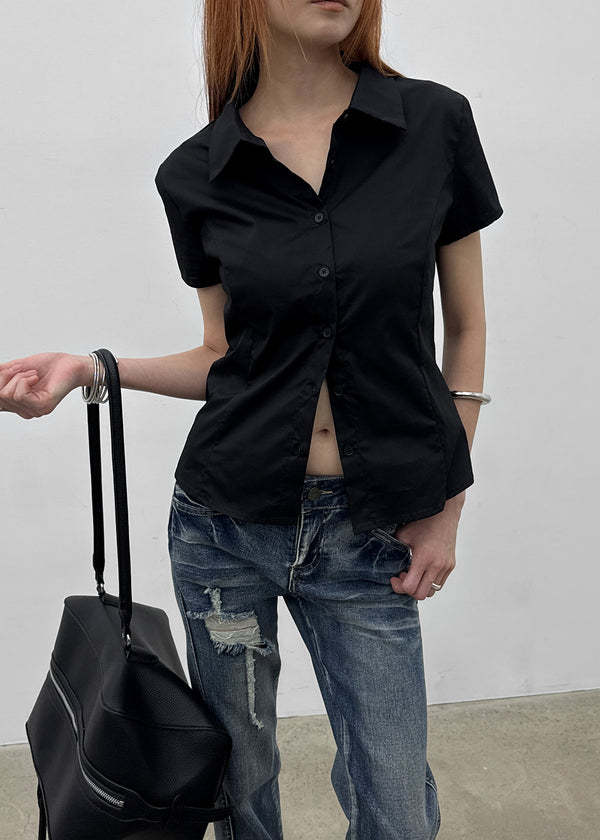 [MADE] Kuriring Cotton-Span Slim Short-Sleeve Shirt