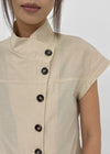 Pingle High-neck Button Short-sleeve Blouse