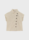 Pingle High-neck Button Short-sleeve Blouse