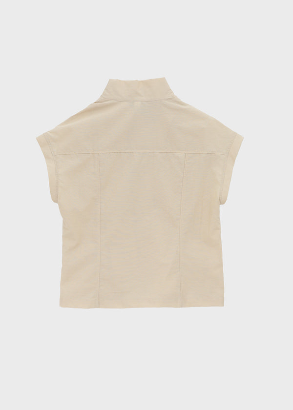 Pingle High-neck Button Short-sleeve Blouse
