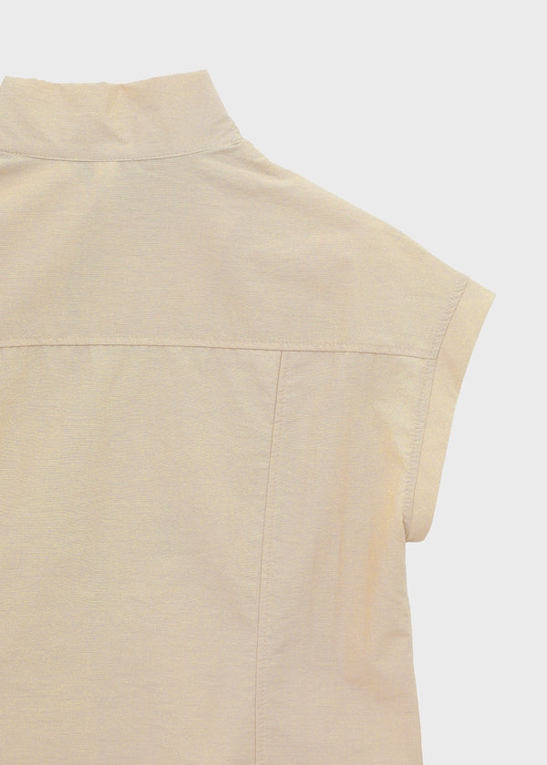 Pingle High-neck Button Short-sleeve Blouse