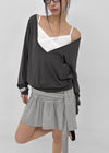 [MADE] Ronis Deep V-neck Summer Cotton Long Sleeve Tee