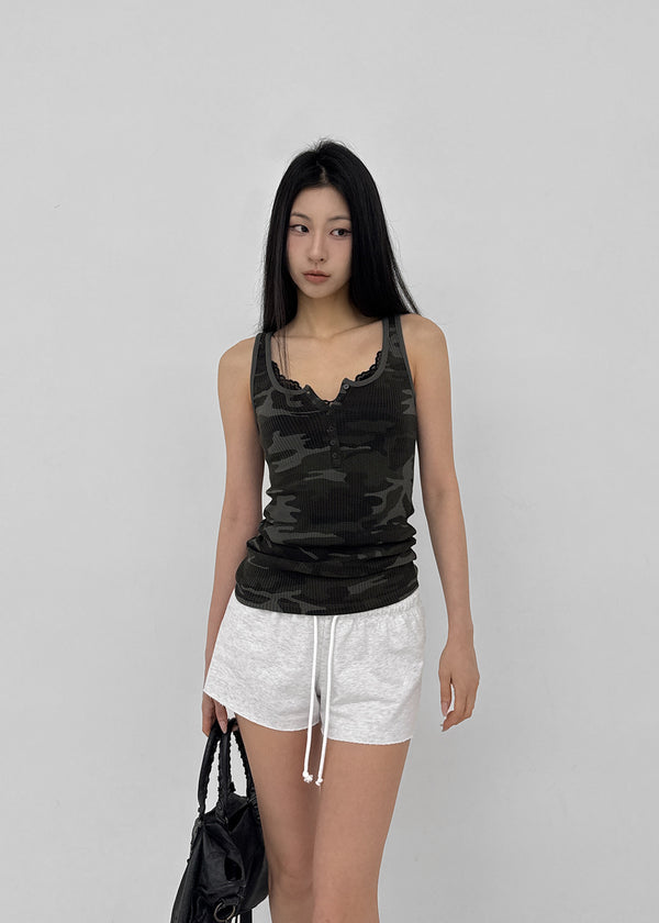 [MADE] Hezri Camo Henley Sleeveless Top