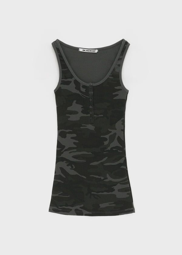 [MADE] Hezri Camo Henley Sleeveless Top