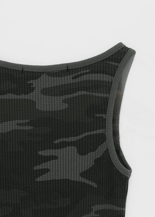 [MADE] Hezri Camo Henley Sleeveless Top