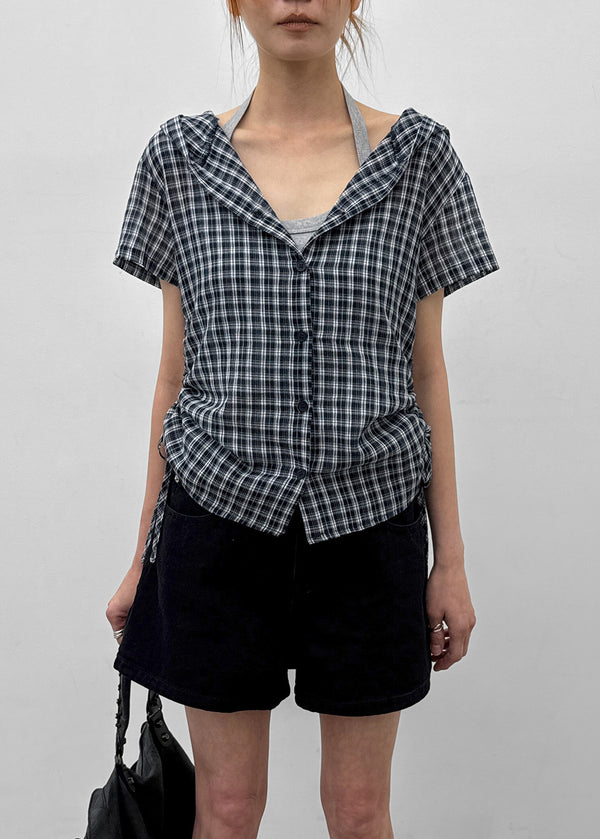 [MADE] Penco Check String Hooded Shirt