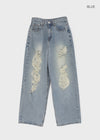 Rockle Damaged Wide Denim Pants