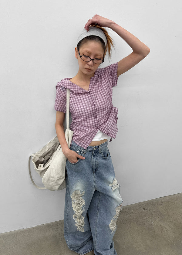 [MADE] Penco Check String Hooded Shirt
