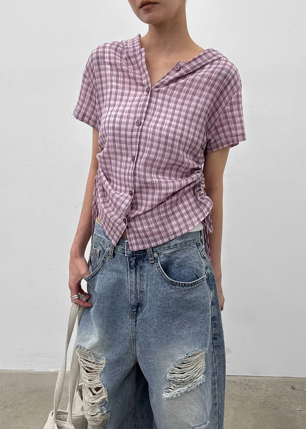 [MADE] Penco Check String Hooded Shirt