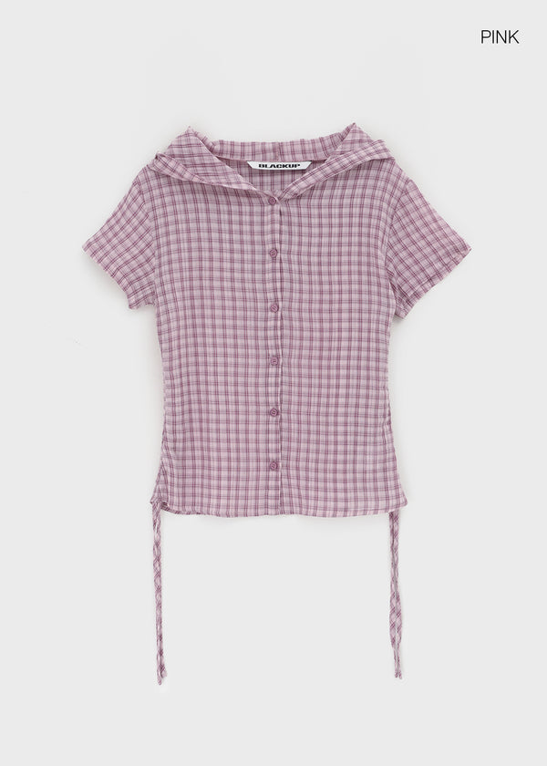 [MADE] Penco Check String Hooded Shirt