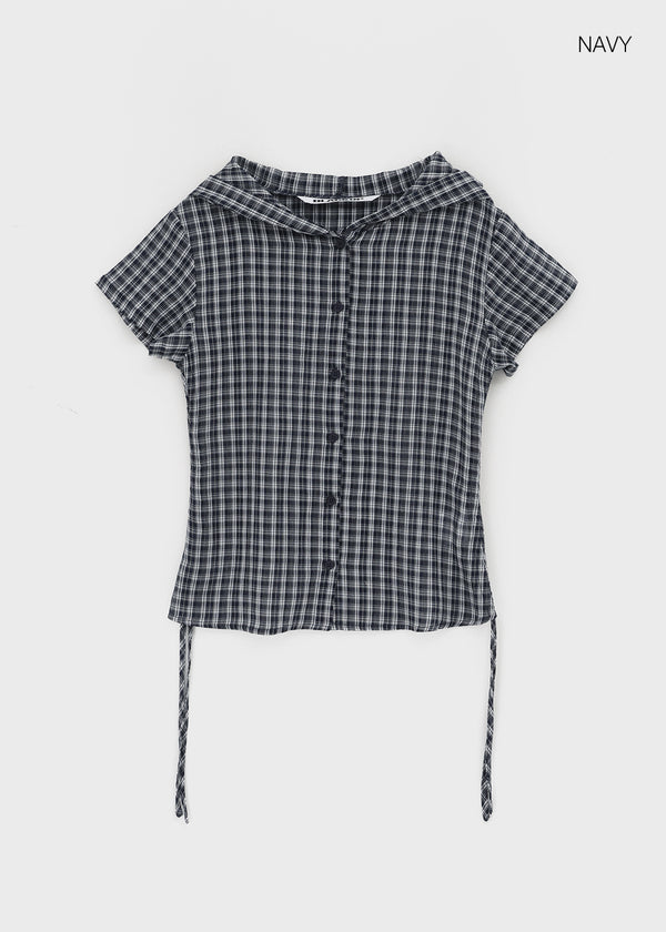 [MADE] Penco Check String Hooded Shirt