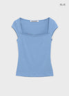 [MADE] Daychi Square Neck Cap Sleeve Short Sleeve Top