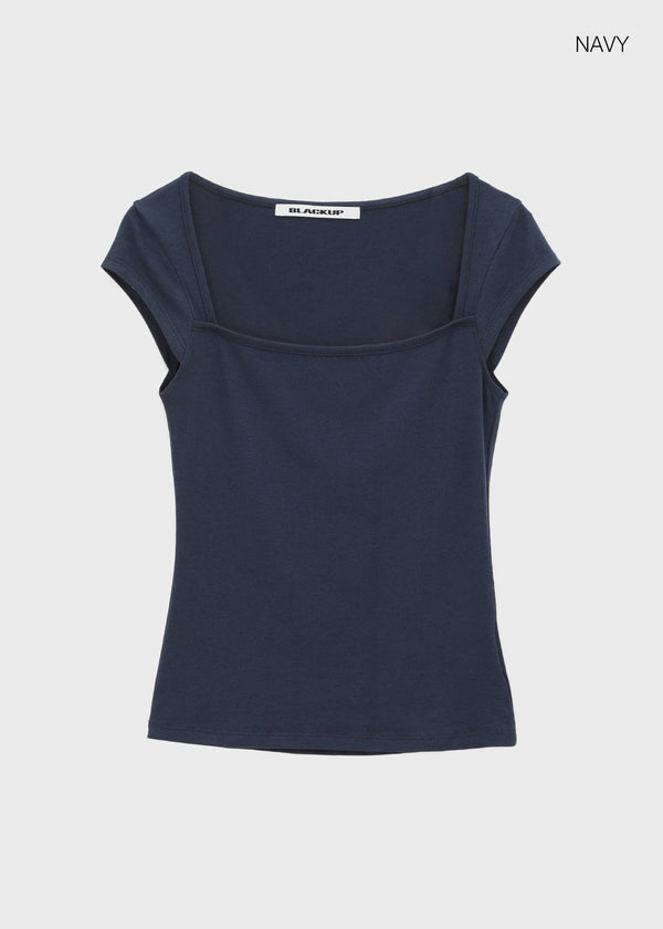 [MADE] Daychi Square Neck Cap Sleeve Short Sleeve Top