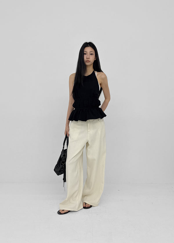 Camlong Halterneck Frill Sleeveless Blouse