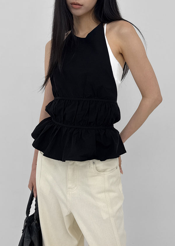 Camlong Halterneck Frill Sleeveless Blouse