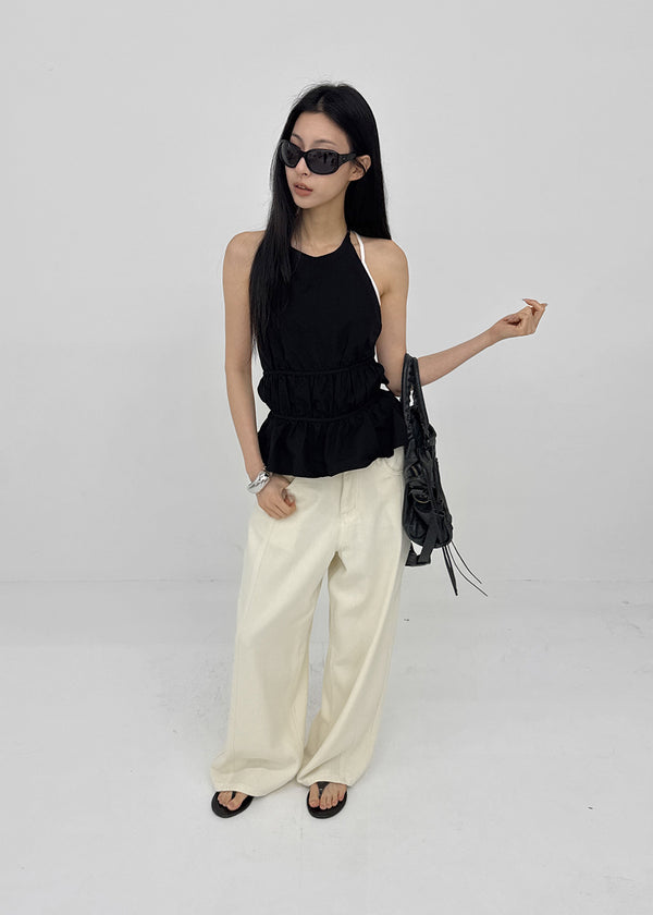 Camlong Halterneck Frill Sleeveless Blouse