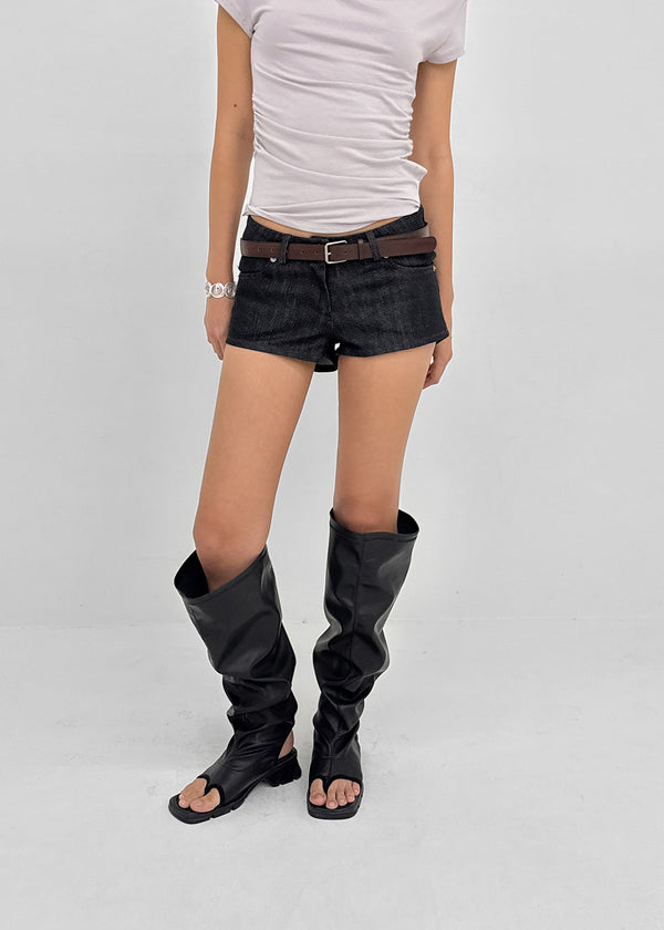Tildy Low-waist Non-faded Raw Denim Shorts
