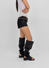 Tildy Low-waist Non-faded Raw Denim Shorts