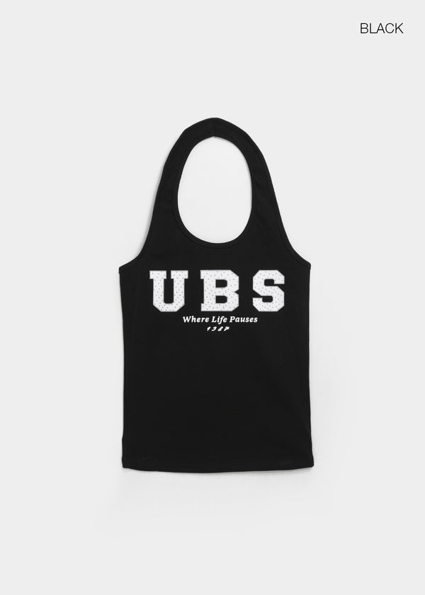 Leving Dot Lettering Halter Sleeveless