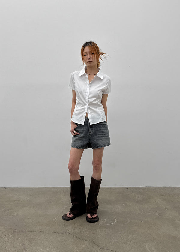 [MADE] Kuriring Cotton-Span Slim Short-Sleeve Shirt