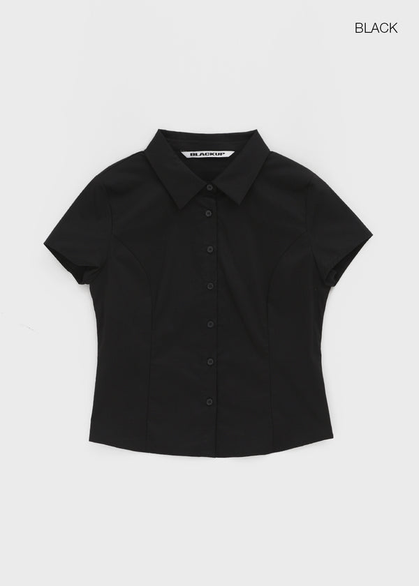 [MADE] Kuriring Cotton-Span Slim Short-Sleeve Shirt