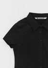 [MADE] Kuriring Cotton-Span Slim Short-Sleeve Shirt