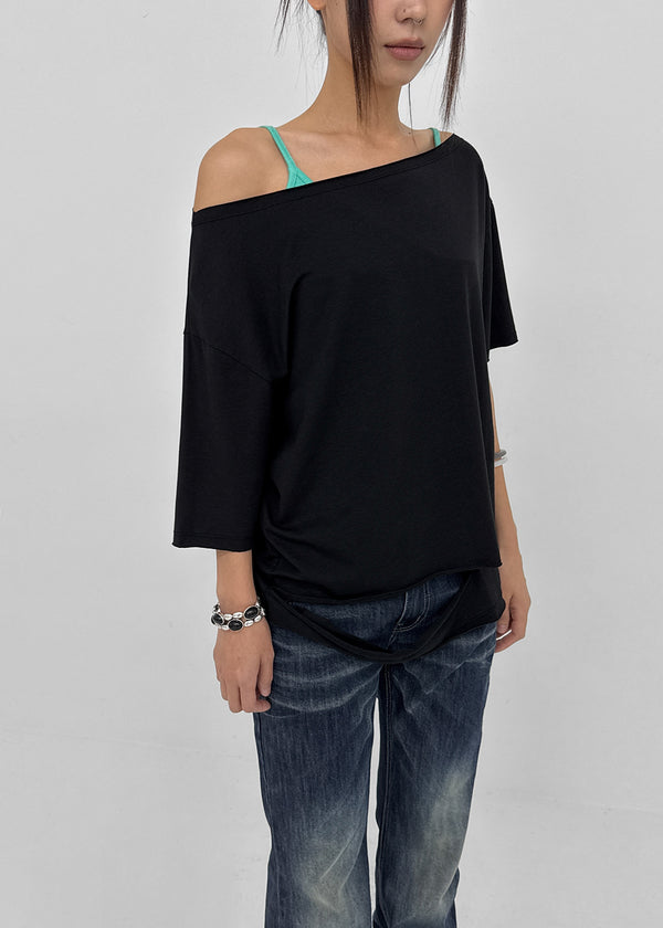 [MADE] Titsti Cut-Out Off-Shoulder Short Sleeve Top