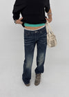 Curling Low-waist Bootcut Denim Pants