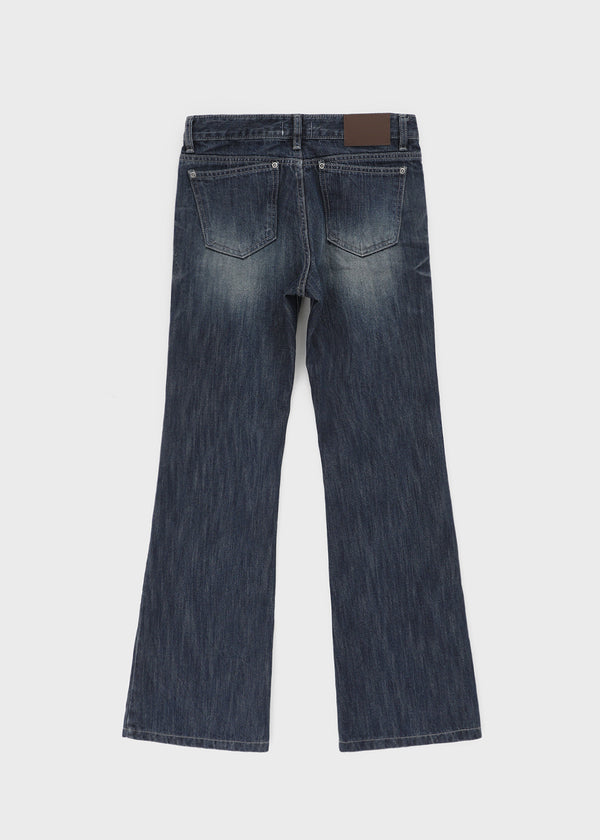 Curling Low-waist Bootcut Denim Pants