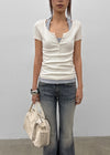Sharkem Stitch Low-waist Bootcut Denim Pants