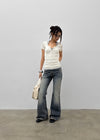 Sharkem Stitch Low-waist Bootcut Denim Pants
