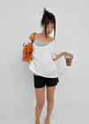 Glam Deep U-neck Summer Knit Short Sleeve Tee