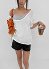 Glam Deep U-neck Summer Knit Short Sleeve Tee
