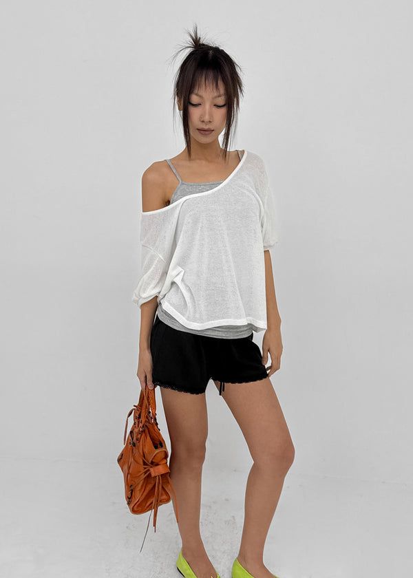 Glam Deep U-neck Summer Knit Short Sleeve Tee