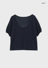 Glam Deep U-neck Summer Knit Short Sleeve Tee