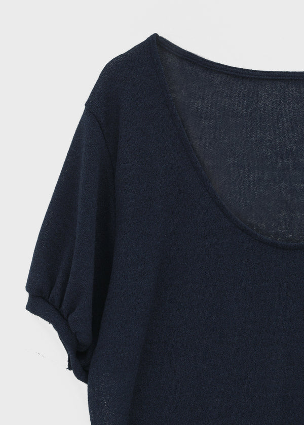 Glam Deep U-neck Summer Knit Short Sleeve Tee