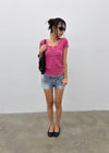 Kellack Two-button Washed Short Denim Pants