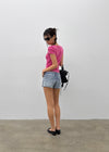 Kellack Two-button Washed Short Denim Pants