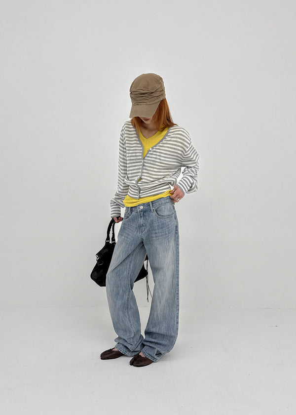 Hottin Striped Bamboo Knit Cardigan