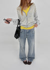 Hottin Striped Bamboo Knit Cardigan