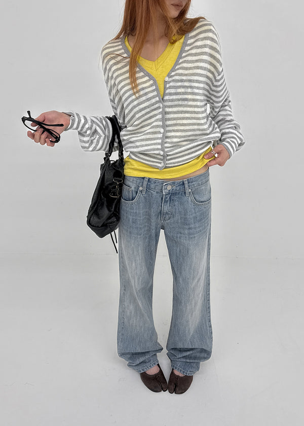 Hottin Striped Bamboo Knit Cardigan