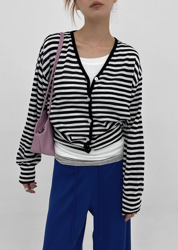 Hottin Striped Bamboo Knit Cardigan