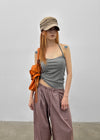 Rikong Stripe Halter Sleeveless (Built-in Cap)