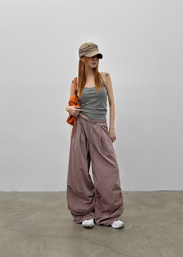 Rikong Stripe Halter Sleeveless (Built-in Cap)