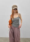 Rikong Stripe Halter Sleeveless (Built-in Cap)